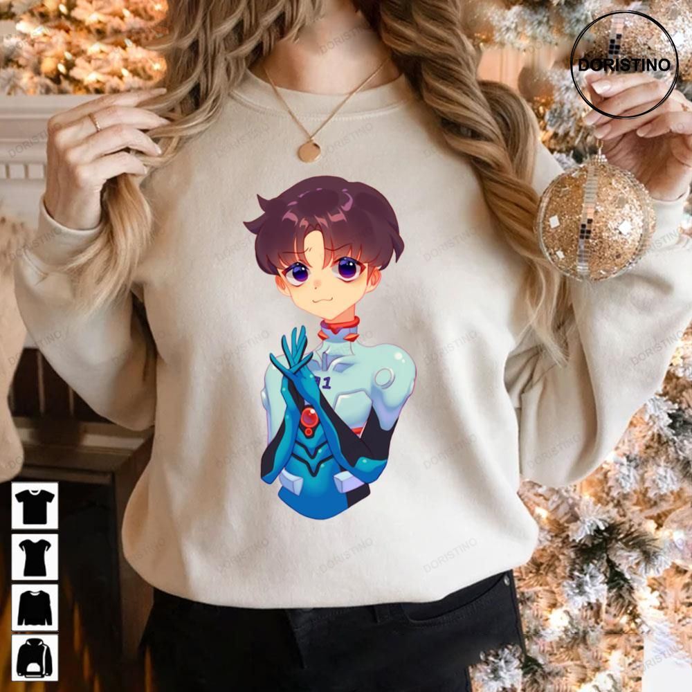 Shinji Evangelion Cute Chibi Graphic Anime Awesome Shirts